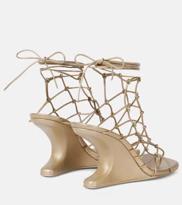 Web Cantilever woven leather wedges | Rick Owens