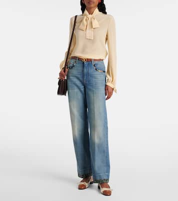 Blusa de crepé de seda con lazo | Valentino