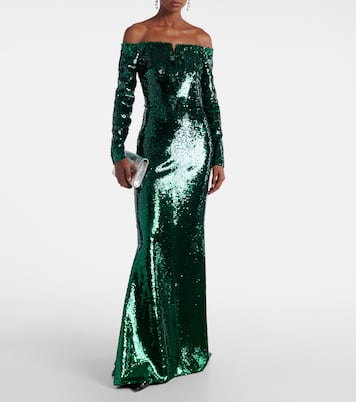 Sequined off-shoulder gown | Elie Saab