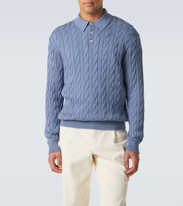 Cable-knit cotton and silk polo sweater | Ralph Lauren Purple Label