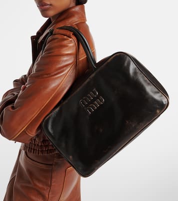 Beau leather tote bag | Miu Miu