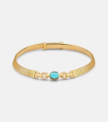 Bvlgari Tubogas 18kt gold necklace with topaz and diamonds | Bvlgari