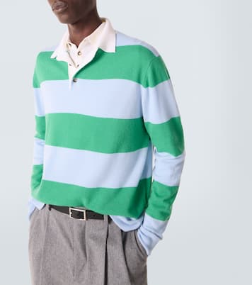 Striped wool and cashmere polo sweater | Allude