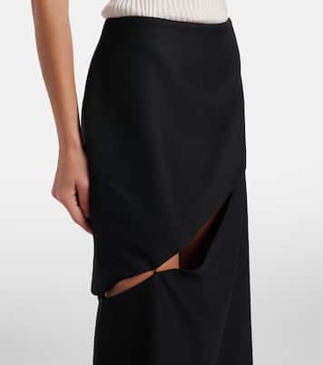 Gonna midi in lana e mohair con cut-out | Jil Sander