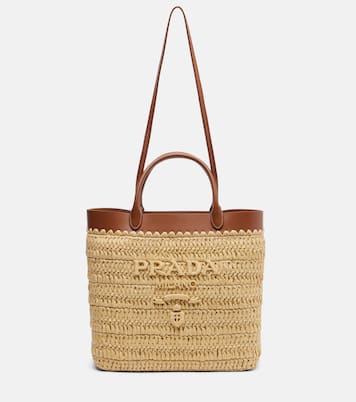 Small crochet raffia-effect tote bag | Prada