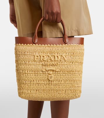 Small crochet raffia-effect tote bag | Prada