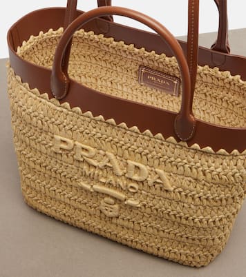 Small crochet raffia-effect tote bag | Prada