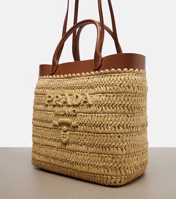 Small crochet raffia-effect tote bag | Prada
