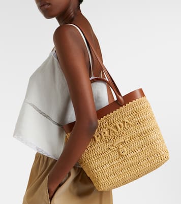 Small crochet raffia-effect tote bag | Prada
