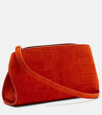 حقيبة كلاتش من الجلد السويدي بمظهر جلد التمساح Small Hug | Ferragamo