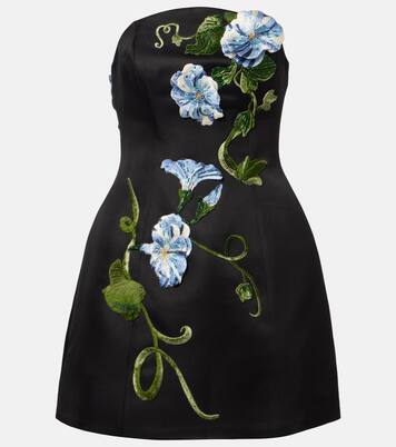 Zaria floral-appliqué bustier dress | Leo Lin