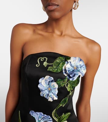 Zaria floral-appliqué bustier dress | Leo Lin