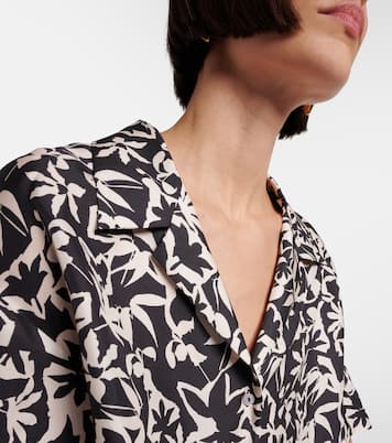 Lincoln printed cropped silk twill shirt | Asceno