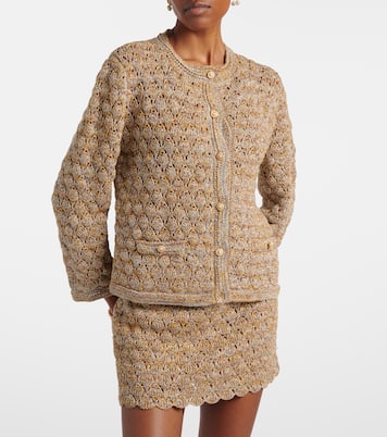 Open-knit linen-blend lamé cardigan | Valentino