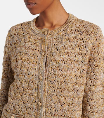 Open-knit linen-blend lamé cardigan | Valentino