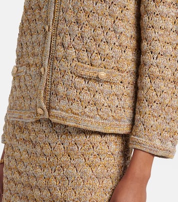Open-knit linen-blend lamé cardigan | Valentino