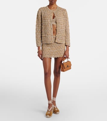 Open-knit linen-blend lamé cardigan | Valentino