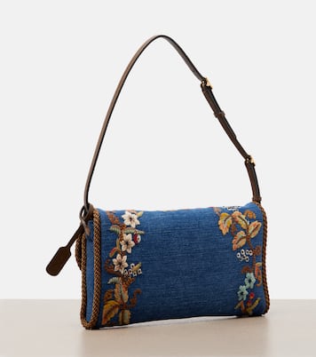 DeVain Small embroidered denim shoulder bag | Valentino Garavani