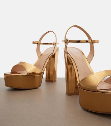 Marlena金属感皮革防水台凉鞋 | Gianvito Rossi