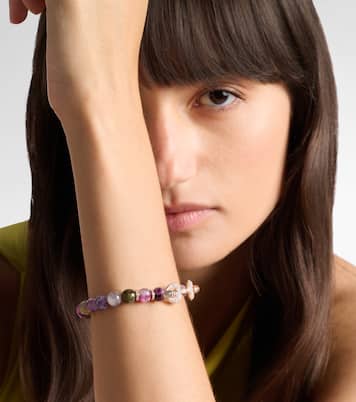 Chakra 18kt rose gold beaded bracelet with gemstones | Ananya