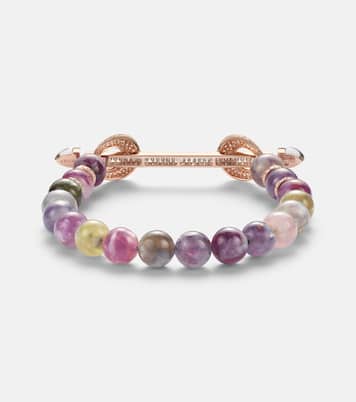 Chakra 18kt rose gold beaded bracelet with gemstones | Ananya