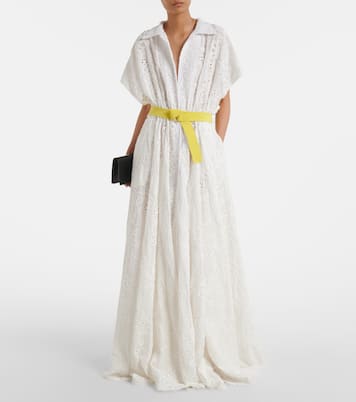 Belted broderie anglaise cotton shirt dress | Norma Kamali
