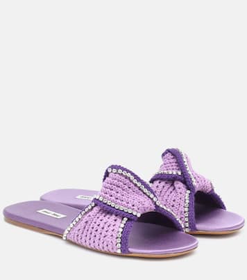 Embellished crochet slides | Miu Miu