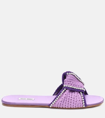 Embellished crochet slides | Miu Miu