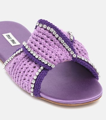 Embellished crochet slides | Miu Miu