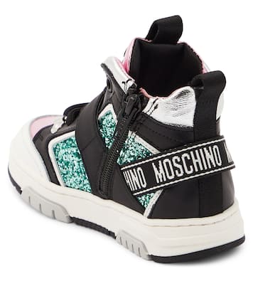 High-Top Sneakers mit Leder und Glitter | Moschino Kids