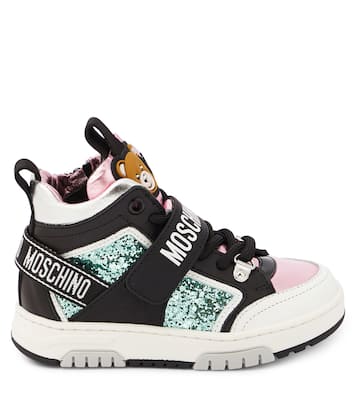 High-Top Sneakers mit Leder und Glitter | Moschino Kids