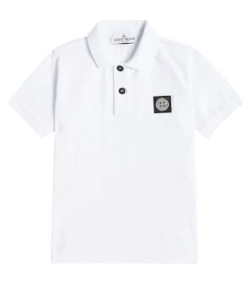 Compass cotton-blend piqué polo shirt | Stone Island Junior