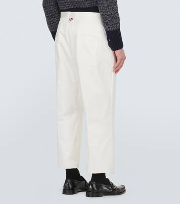 High-rise cotton twill chinos | Thom Browne