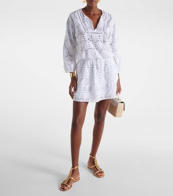 Angie puff-sleeve cotton crop top | Melissa Odabash