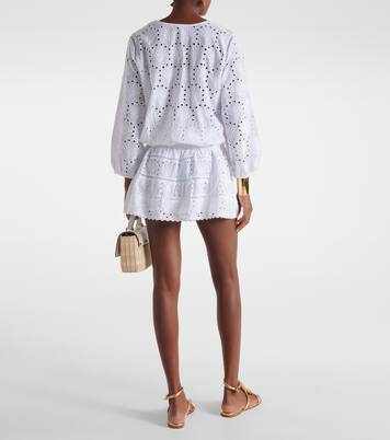 Angie puff-sleeve cotton crop top | Melissa Odabash