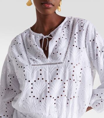 Angie puff-sleeve cotton crop top | Melissa Odabash