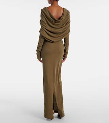 Bound draped cotton-blend maxi dress | Entire Studios
