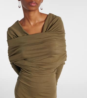 Bound draped cotton-blend maxi dress | Entire Studios