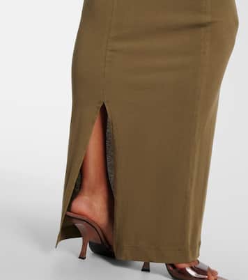 Bound draped cotton-blend maxi dress | Entire Studios