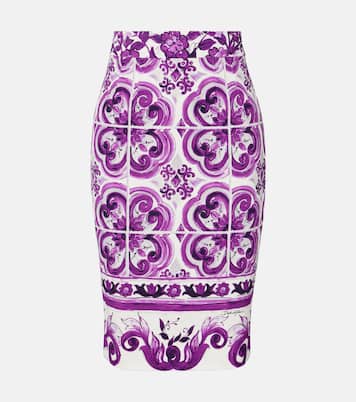 Majolica silk-blend pencil skirt | Dolce&Gabbana