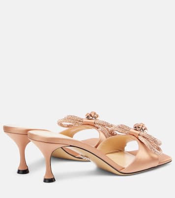 Double Bow embellished satin 65 mules | Mach & Mach
