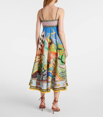 Robe midi Lucky Pace imprimée en lin | Alémais