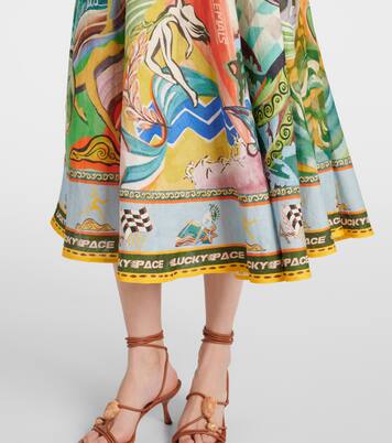 Robe midi Lucky Pace imprimée en lin | Alémais