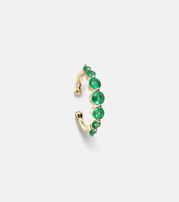 Gradual Round 18kt gold ear cuff with emeralds | Shay Jewelry