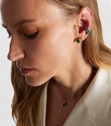 Gradual Round 18kt gold ear cuff with emeralds | Shay Jewelry