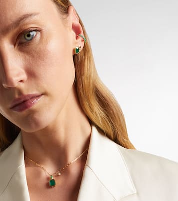 Gradual Round 18kt gold ear cuff with emeralds | Shay Jewelry