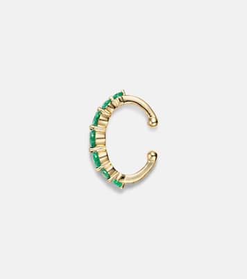 Gradual Round 18kt gold ear cuff with emeralds | Shay Jewelry
