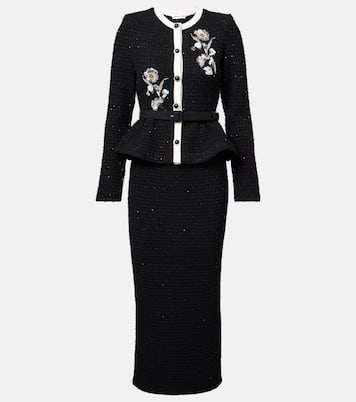 Robe midi en tweed à fleurs et sequins | Self-Portrait