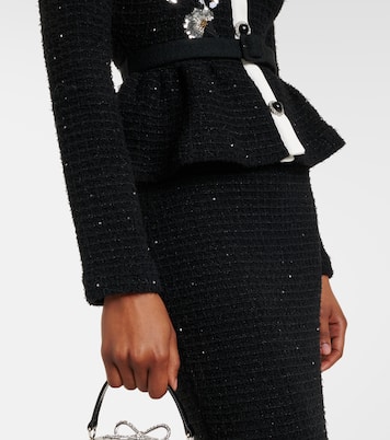 Robe midi en tweed à fleurs et sequins | Self-Portrait