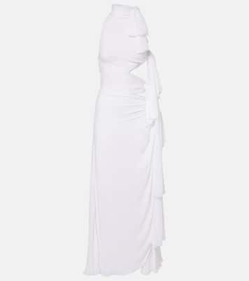 Asymmetric bow-detail georgette maxi dress | Alaïa